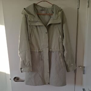 Soia & Kyo Contemporary Sage Green Hooded Quilted Trench/Rain Coat (Size XS)